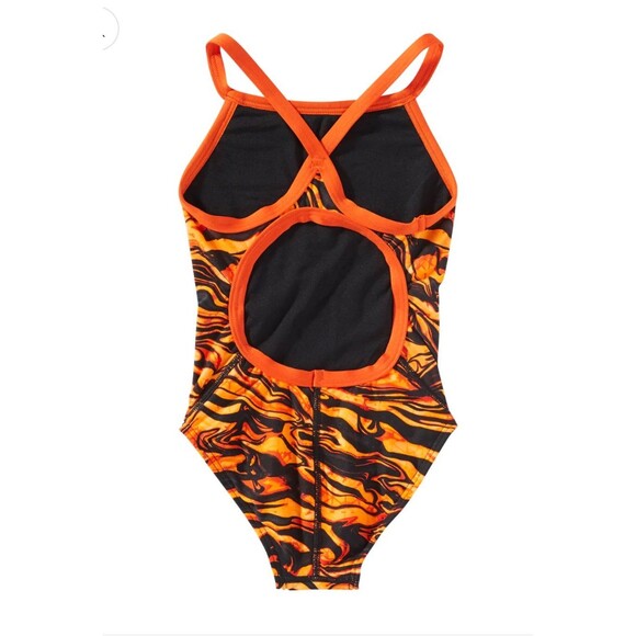 Womens 32 TYR Miramar Cutoutfit One Piece Swimsuit Black/Orange Durafast - Picture 3 of 6